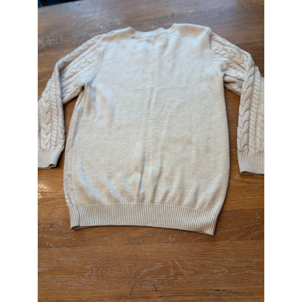 Vintage Y2K Abercrombie Fitch Cable Knit Crewneck Sweater S Cream Alpaca Blend - Picture 2 of 12